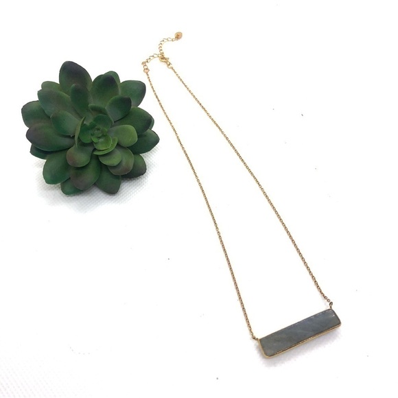 Argento Vivo 18k Gold Plated Sterling Silver Labradorite Bar Necklace - Picture 4 of 7